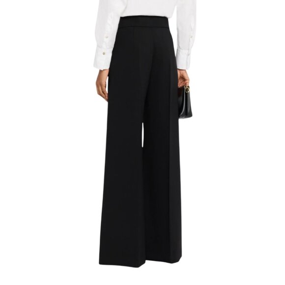 Carolina Herrera Diane High Rise Wide Leg Pants Womens 10 Black Virgin Wool - Picture 3 of 13
